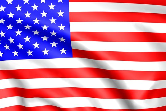 USA flag. Background with folds. 3D render.