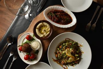 Over head shot of food plates