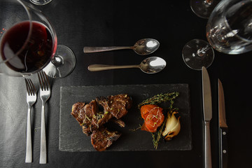 Rack of lambs served on a table