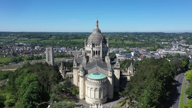 Aerial view of Basilica of St. Therese of Lisieux in Normandy France