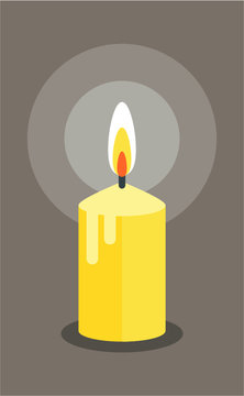 Burning candle. Modern flat style. Vector icon