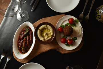 Over head shot of food plates