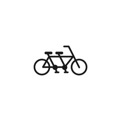 Tandem Bicycle line icon. Flat bike pictogram isolated on white. Vector illustration.