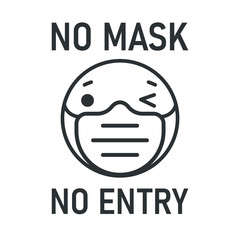 no face mask no entry. The label does not provide service to people who do not wear a mask.