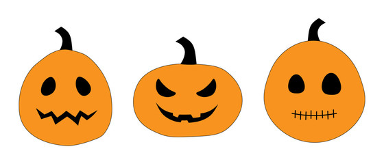 Set of halloween pumpkin vector illustration