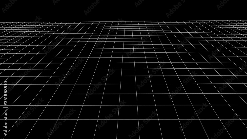 Aufkleber abstract wireframe perspective grid on dark background widescreen illustration.