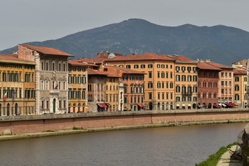 view of the river arno in Pisae italy