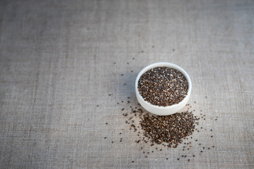Chia seed in a bowl on the table
