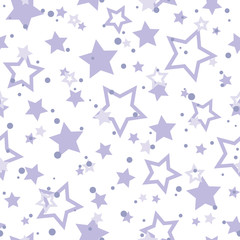 Obraz premium Seamless abstract pattern with stars and dots of blue and purple colors on white background. fantasy.