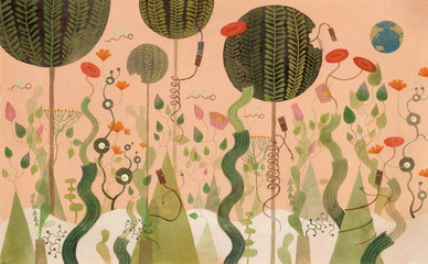 Materiał do szycia planet of forest