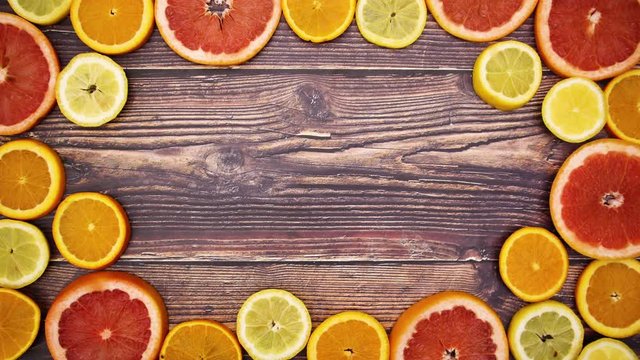 Citrus fruits border for your text moving - Stop motion 