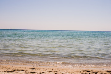 Beautiful blue sea decorated with mountains and forests