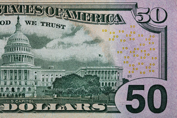 back of 50 dollar bill