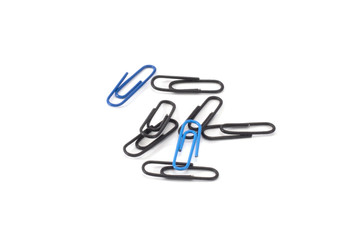 paper clips black and blue isolated