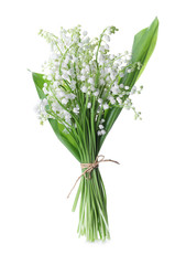 Fototapeta premium Beautiful lily of the valley flowers isolated on white