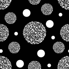 abstract seamless pattern with circles black background