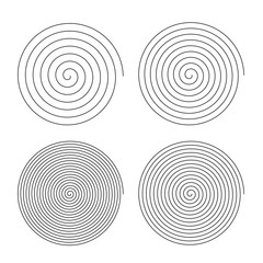 Set of line in circle form. Collection of isolated thin lines spiral goes to edge of canvas. Vector illustration