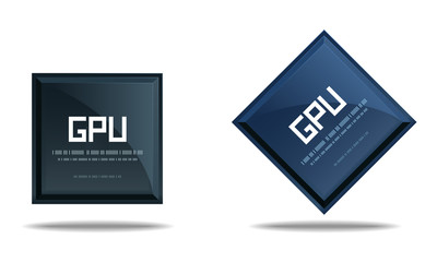 Modern GPU Graphics processing unit symbol - Computer chip or microchip icon isolated on white background. Vector illustration
