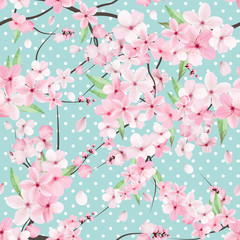 seamless pattern with cherry blossom