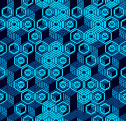 seamless geometric pattern blue hexagon