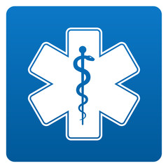 Medical symbol of the Emergency - Star of Life icon isolated on white background.