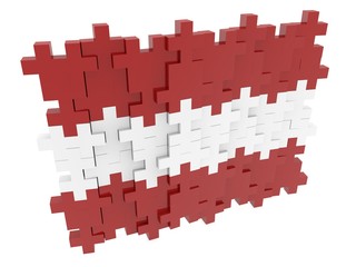 Abstract Latvian flag from puzzle pieces