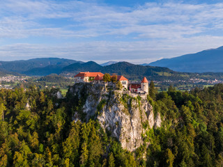 Fototapeta na wymiar Aerial view of the Bled castle