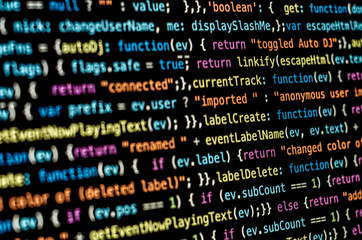 Programming code with black background
