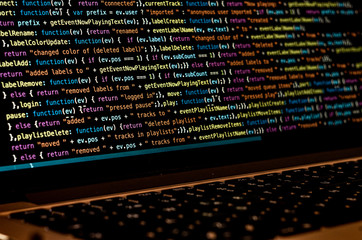 Programming code with black background