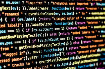Programming code with black background