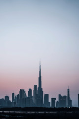 Beautiful Dubai Skyline Silhouette during blue hour