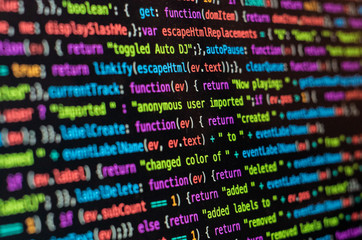 Programming code with black background
