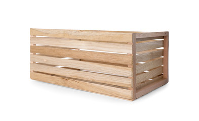 New empty wooden crate isolated on white