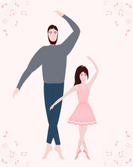 Cute ballet dancer, spending time with father, little prinsess, dance schcool lesson