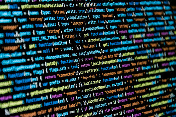 Programming code with black background