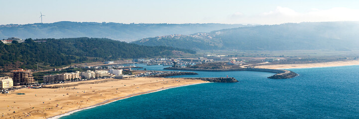 Atlantic ocean, bay and beach in Nazare, Portugal, Europe