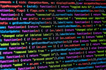 Programming code with black background