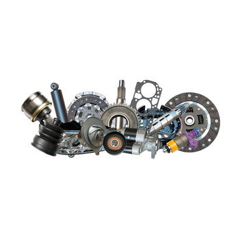 Big collection of auto spare parts for maintenance and car repair. 