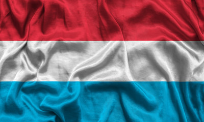 National flag of Luxembourg background with fabric texture. Flag of Luxembourg in correct proportions waving in the wind. 3D illustration