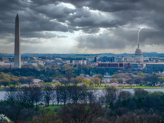 Lightning hitting the American Capitol building in Washington DC