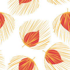 Fototapeta na wymiar Orange Floral Abstract Vector Seamless Pattern. 