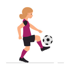 Teenager girl playing football