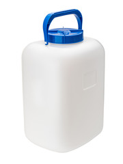 white can with blue lid