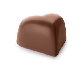 Heart shaped chocolate candy isolated on white