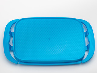 blue butter dish for storing butter in the refrigerator