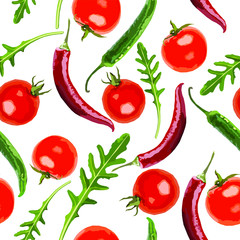 Vector seamless pattern with various vegetables
