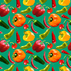 Seamless pattern with various vegetables