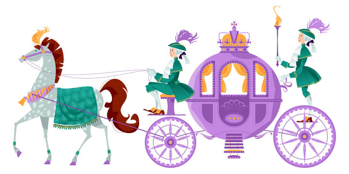 Princess Fantasy Carriage with Coachman and a Horse.