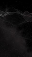 Black abstract background. Hi tech network. Cyberspace grid. Outer space. Starry outer space texture. Vertical orientation. 3D illustration
