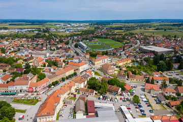 Fototapeta na wymiar Aerial view of Centre of Koprivnica town in Croatia